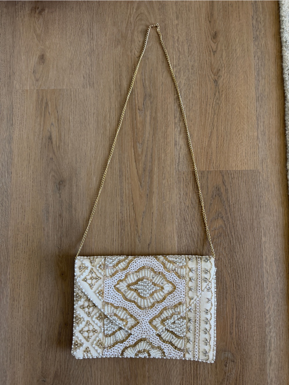 Lulus Etched in Stone Cream Beaded Clutch